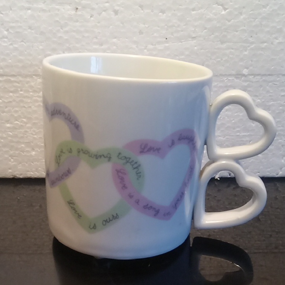 Avon Love Is Mug Vintage Double Hearts Good Condition